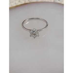 Sterling Silver Moissanite Solitaire Ring 925 Sz 8 Round Cut Engagement Jewelry
